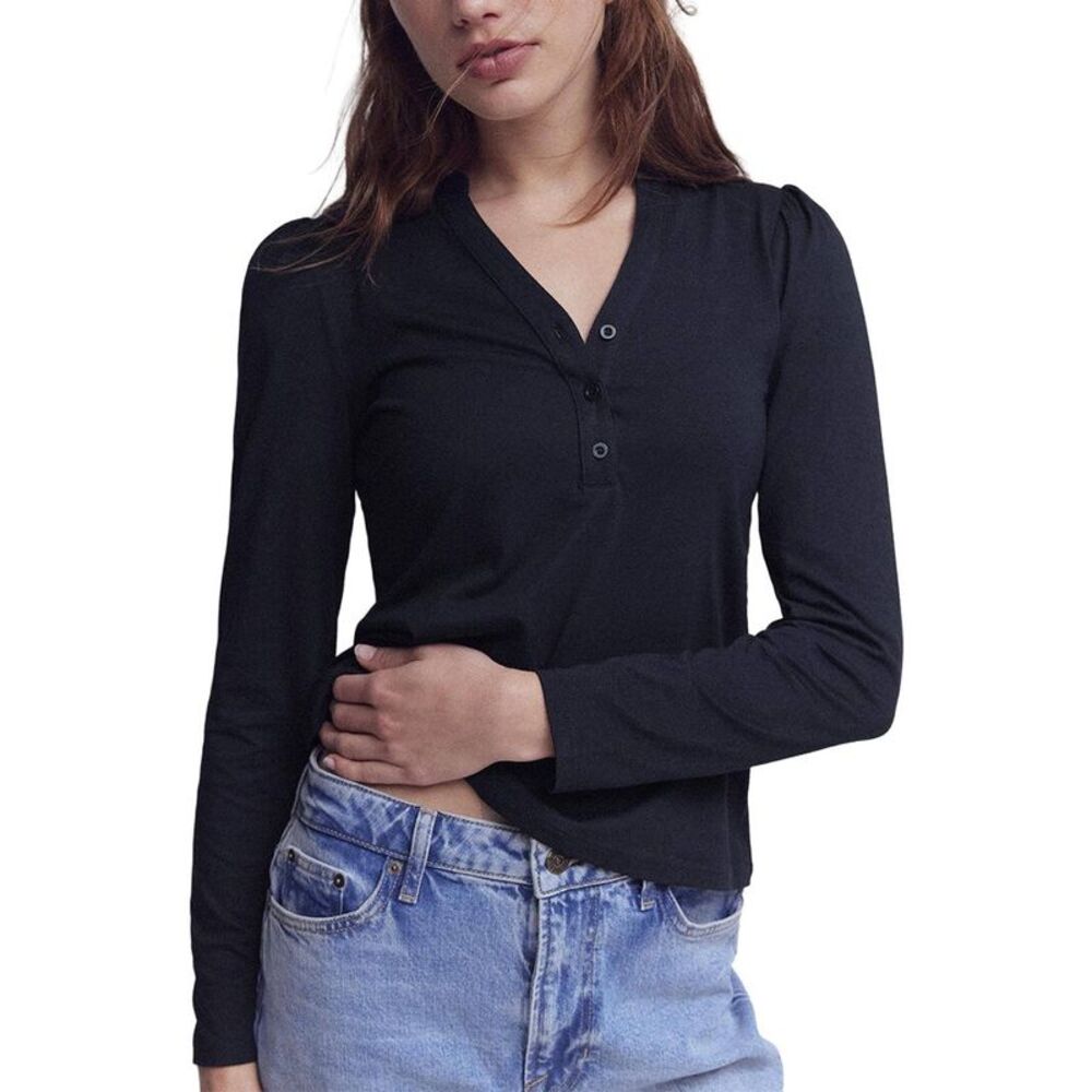 Boden Womens Supersoft Open Neck Henley, Navy